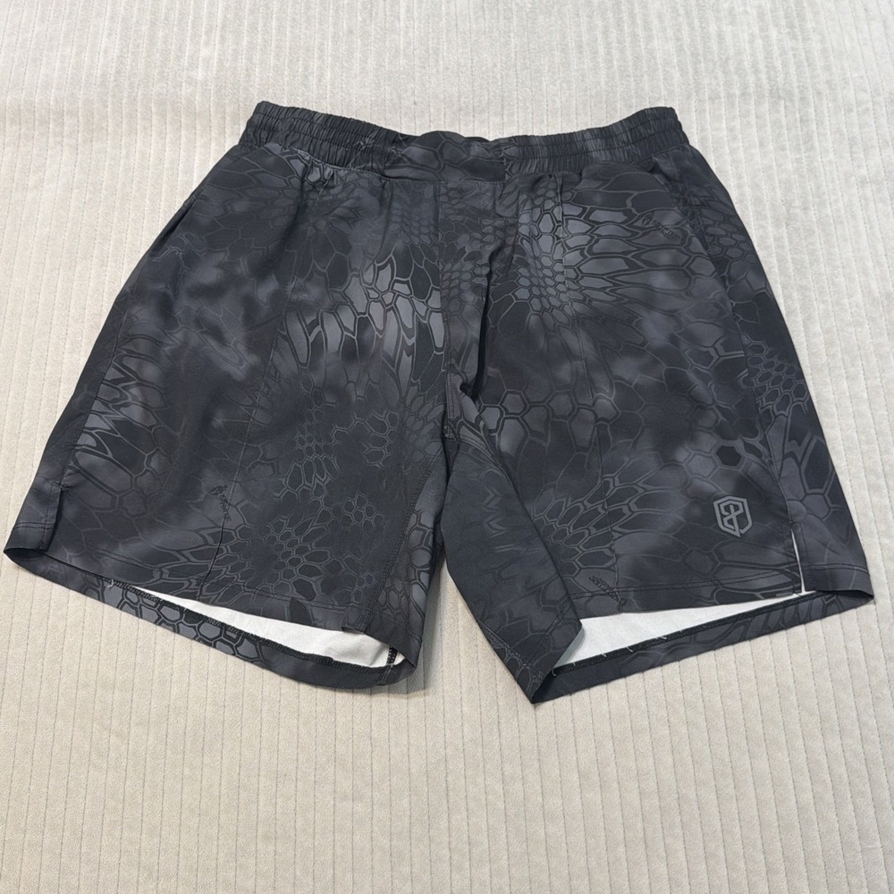 Born Primitive Men's L Black/Gray Camo Athletic Shorts Drawstring Pockets